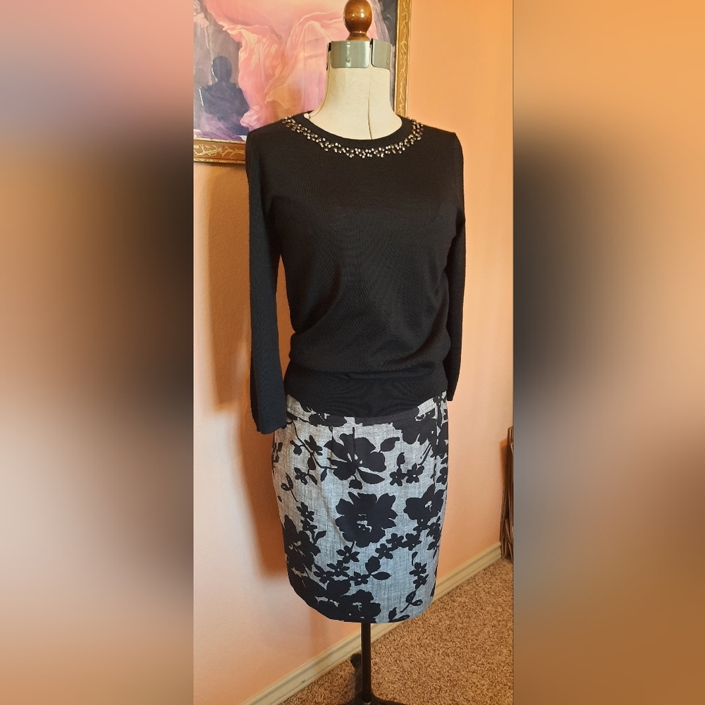 Black and grey floral skirt
